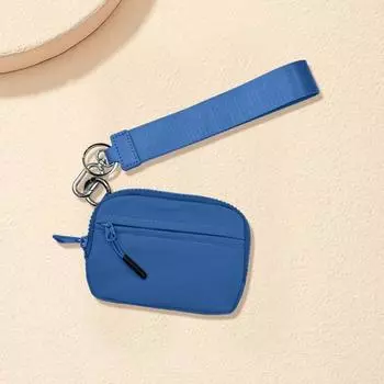 Мини-сумка для монет с ремешком на запястье и несколькими отделениями для карточек, застежка-молния, портативный чехол для хранения гигиенических прокладок, органайзер для телефона и помады небесно-голубой