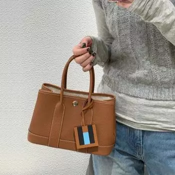 Мини-сумка для сада из натуральной кожи с верхним слоем из коровьей кожи, сумка-тоут на одно плечо, сумка через плечо, широкий ремень, женская сумка 23x16x10cm миндальный/зелёный