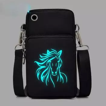 Мини-сумка для телефона с принтом, модная сумка через плечо, женская сумка на запястье для отдыха на открытом воздухе, мужская сумка через плечо чёрный