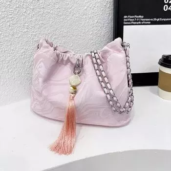 Мини-сумка для телефона в продвинутом и западном стиле. Весенняя новая сумка через плечо с кисточками и цепочкой. Сумка-ведро для воды. only bag