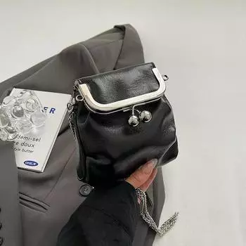 Мини-сумка из искусственной кожи для женщин, сумка для наушников и помады, однотонные сумки через плечо, модные новые