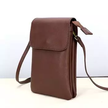 Мини-сумка кроссбоди Xiaodai из легкой кожи для телефона Brown