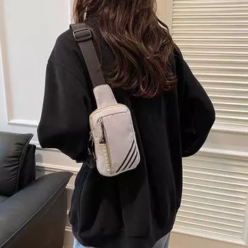 Мини-сумка-мессенджер для девушек, студенток, нагрудная сумка, новый полосатый рюкзак, модная брендовая сумка для мобильного телефона, универсальная сумка для пар мальчиков one size fits all чёрный