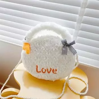 Мини-сумка на плечо, повседневная женская сумка для девочек с рисунком для праздников, путешествий, вечеринок, жемчуг, большой белый гусь, овечья шерсть, сумка-мессенджер Ba