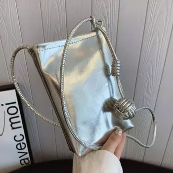 Мини-сумка Niche Texture, женская простая повседневная сумка для мобильного телефона, модная и красивая сумка-мессенджер серебряный