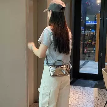 Мини-сумка-пельмень женская 2024 новый летний нишевый дизайн взрывной узор сумка для мобильного телефона портативная сумка-мессенджер серебряный