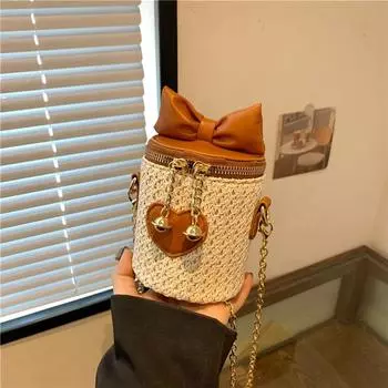 Мини-сумка с бантом для девочек, мягкая лесная сумка через плечо из ткани на один плечевой ремень