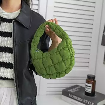 Мини-сумка-тоут из стеганого круглого кошелька для телефона, элегантный фиолетовый мягкий нейлоновый чехол для ключей, простая трендовая сумочка