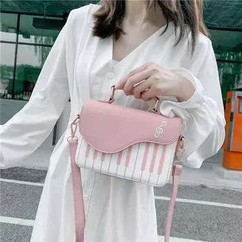 Мини-сумка в форме пианино, симпатичная сумка через плечо с мультяшным принтом, женская модная сумочка, сумка через плечо и кошелек