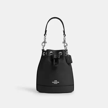 Мини-сумка-ведро Coach серебристо-черный