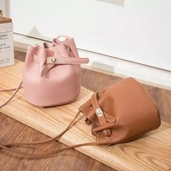 Мини-сумка-ведро из искусственной кожи, кошелек через плечо с завязками белый