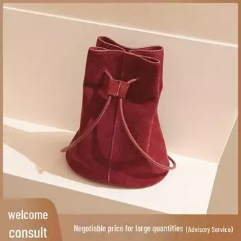 Мини-сумка-ведро из матовой воловьей кожи с высоким уровнем мерсеризации в стиле ретро - женская сумка через плечо