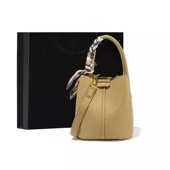 Мини-сумка-ведро, новая женская сумка через плечо для пожилых людей, сумка через плечо для отправки подруге, длина 17 см, толщина 15 см, высота 18 см слоновая кость