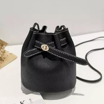 Мини-сумка-ведро, сумка через плечо из искусственной кожи с завязками на шнурке белый