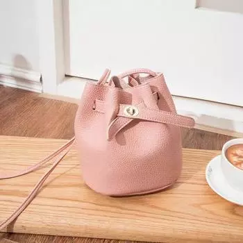 Мини-сумка-ведро, сумка через плечо из искусственной кожи с завязками на шнурке белый