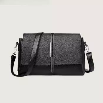 Мини-сумки через плечо из натуральной кожи с квадратным ремешком для женщин 2024 года, роскошные дизайнерские сумки, однотонные сумки-мессенджеры 25x17x9cm чёрный
