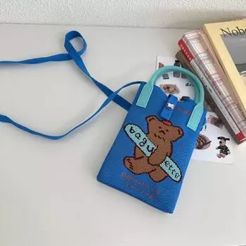 Мини-сумки для покупок с рисунком из мультфильма для студентов, женская многоразовая сумка через плечо с узлом, студенческая сумка-тоут для телефона