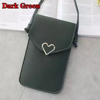 Мини-сумки на плечо в форме сердца в стиле ретро, сумка для мобильного телефона, кожаная сумка с сенсорным экраном