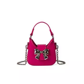 Мини-сумки с милым бантом для женщин, весенняя мода, дизайн клапанов, цепи, сумка через плечо для девушек, повседневные сумки из искусственной кожи для губ