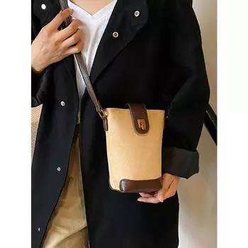 Мини-сумки-ведра из искусственной замши, модная женская сумка через плечо для женщин, повседневный кошелек для монет в виде помады