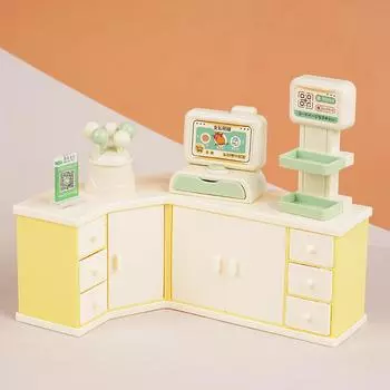 Мини Супермаркет Симуляция Страница Кассы Шкаф для Хранения Сканирующая Карта Модель Орнамент Кукольный Домик Детский Игровой Дом Игрушки