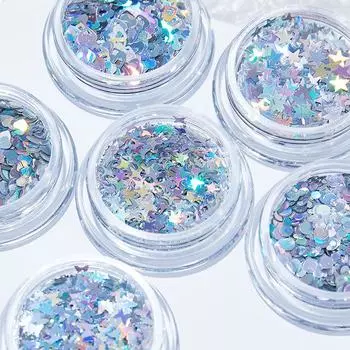 Мини сверкающий лазерный блеск для ногтей сверкающий красочный патч любовь бабочка волна точка звездный лазер серебряный блеск для ногтей украшение Starburst