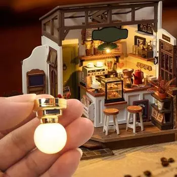 Мини-светильники 0,05 масштаб светодиодные потолочные светильники с выключателем металлическое основание реалистичная батарея A