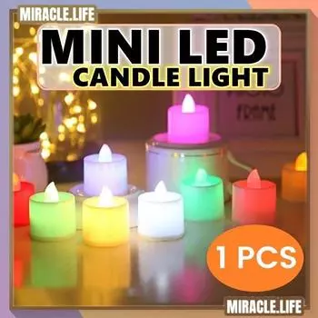 Мини светодиодная свеча на день рождения, день святого валентина, свадьба, романтическая круглая беспламенная бездымная лампа, освещение, украшение розовый