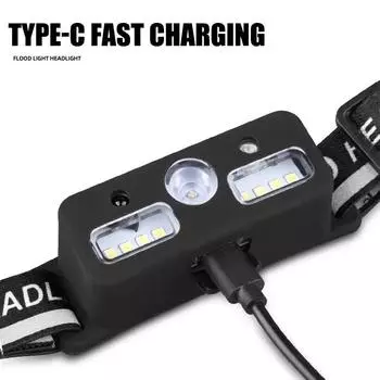 Мини светодиодные индукционные налобные фонари, зарядный налобный фонарь для кемпинга, светодиодный фонарик с креплением на голову, мощный портативный фонарик для рыбалки 1PC жёлтый