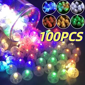 Мини светодиодные круглые шары, цветные светящиеся вспышки, стеклянные шары, фонарики для рождественской свадебной вечеринки, декор Colorful 50PCS
