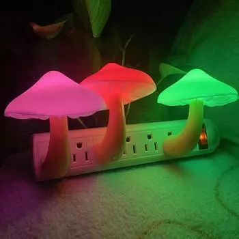 Мини светодиодные ночные светильники в форме гриба с автоматическим управлением светом и сенсорным управлением настенный светильник с европейской вилкой энергосберегающее освещение для спальни EU жёлтый