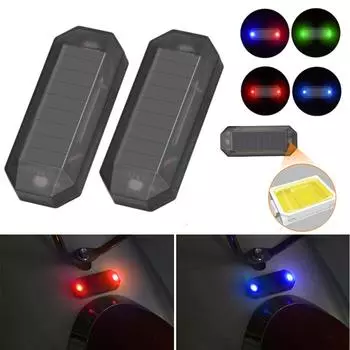 Мини-светодиодный автомобильный предупредительный световой сигнал на солнечной энергии, ночная охранная имитация сигнальной лампы, беспроводная противоугонная лампа, мигающая имитация сигнальной лампы