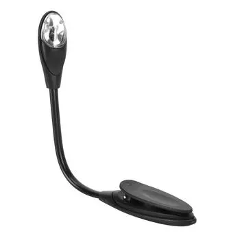 Мини-светодиодный книжный светильник, портативная гибкая лампа для чтения с зажимом для спальни, черный цвет белый