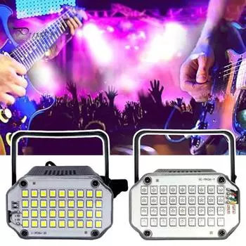 Мини светодиодный стробоскоп с ручкой, супер яркий, регулируемый, многоцветный, активируемый звуком, диско-вечеринка, мигающий стробоскоп EU White Light.