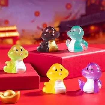 Мини светящаяся фигурка змеиного года, микропейзаж, домашний настольный автомобиль, украшение, подарок