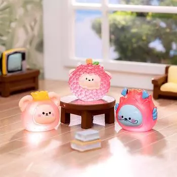 Мини светящаяся милая китайская зодиакальная статуэтка с фруктами для приборной панели автомобиля украшения для дома