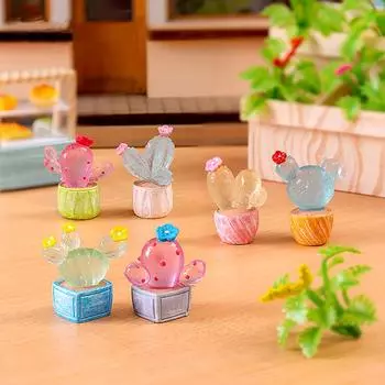 Мини светящиеся фигурки бонсай кактусов украшения аксессуары для микроландшафта