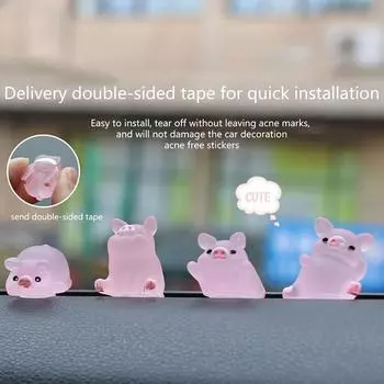 Мини-свинка из смолы, игрушки для приборной панели автомобиля, куклы, фигурки, украшения для дома и сада, мультяшная красочная свинья, милые украшения для автомобиля, подарки