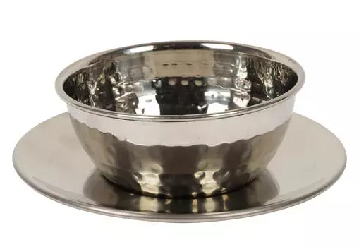 Мини-тарелки для соуса Trifri из нержавеющей стали, круглая суповая миска с тарелкой, набор столовой посуды из нержавеющей стали для азиатской кухни, набор из 2 Option 1-2” H x 4.5” D серебряный