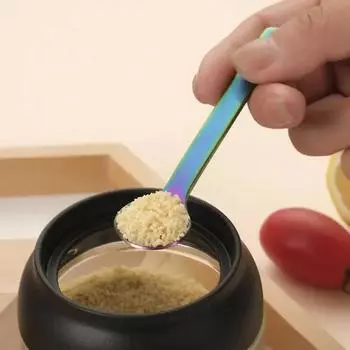 Mini Tea Spoons Stainless Steel Seasoning Spoons Cutlery Unique Rainbow Dessert Spoon Gold Tea-Spoon Small Coffee Mixing Spoon