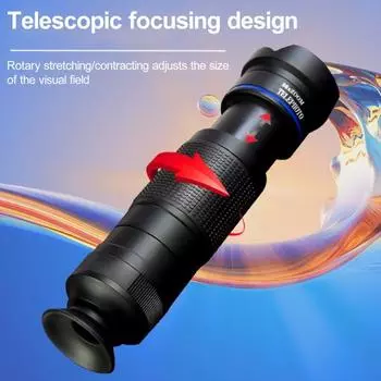 Мини-телескоп для телефона с 36-кратным увеличением и прозрачными линзами, портативный портативный портативный телескоп для пешего туризма и наблюдения за птицами, концертный монокуляр чёрный