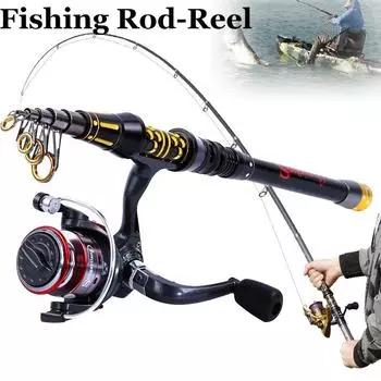 Мини-телескопическая туристическая спиннинговая катушка, переносная рыболовная катушка для пресноводной рыбалки на окуня 1.5mRod & reel