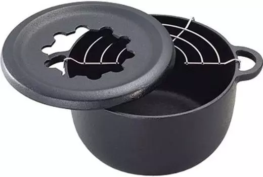Мини-темпура-горшок Iwachu для фондю Nanbu Ironware черного цвета с внутренним диаметром, запеченный, 17 см, 25011,