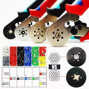 Мини-тип HSC8 6-6 Шестиугольные регулировочные наконечники с храповым механизмом, клещи для обжима кабеля, используемые для AWG23-10 ( 0,25-6,0 мм2) Кабельные концевые втулки Ferrel Crimper