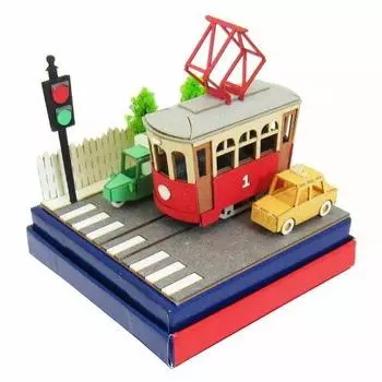 Мини-трамвай и велосипед Sankei Miniatuart из бумаги MP05-15