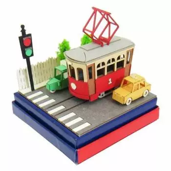 Мини-трамвай и велосипед Sankei Miniatuart из бумаги MP05-15