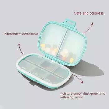 Mini Travel Medication Organizer Easy To Clean And Refill Pills Protects Pills From Moisture Multi-Purpose Storage Box синий