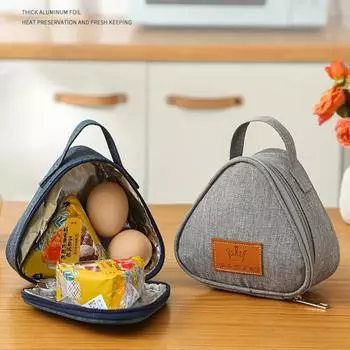 Мини-треугольная изоляционная сумка из алюминиевой фольги, термохолодильник, сумка для обеда, студенческая сумка для рисовых шариков, коробка для завтрака, сумки для переноски обеда Bento Onesize синий