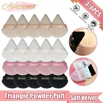 Мини-треугольная пудра, бархатная губка для макияжа для лица, мягкая пудра для глаз, контурный блендер для теней, моющийся косметический инструмент