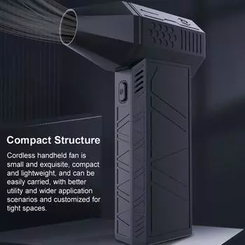 Mini Turbo Jet Fan 130000RPM 56m/s USB Rechargeable Brushless Motor Hair Dryer Powerful Blower With High Speed Duct Fan 3 Gears чёрный